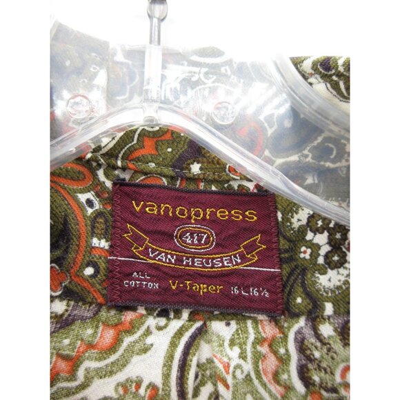 VINTAGE Van Heusen Shirt Large 60s 70s Disco Mod Paisley Dagger Collar - Picture 8 of 9